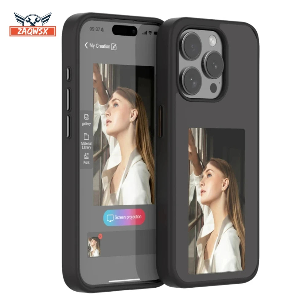 E-ink Screen Smartphone Case for iPhone 13 14 15 Pro Max with NFC Photo Updating